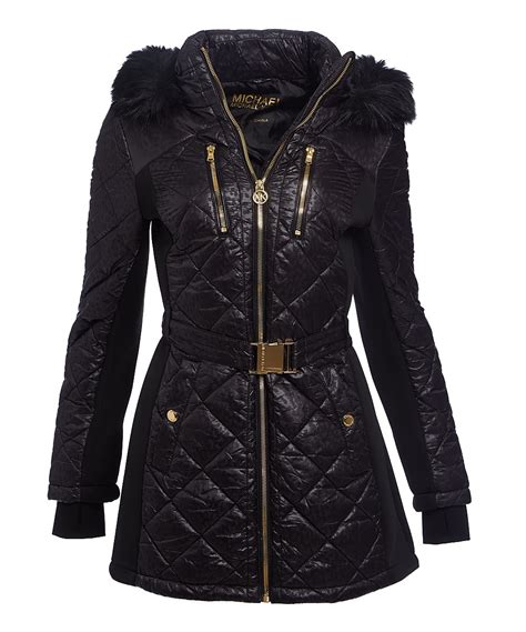 michael kors black coats|michael kors black winter coat.